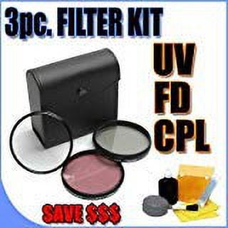 3 Piece Filter Kit UV FD CPL 37mm Filters w/ Hard Case for Canon Camcorders
