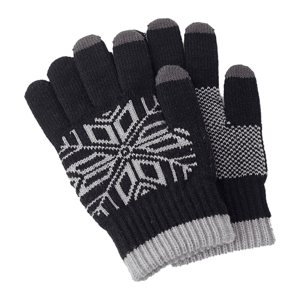 Ladies black knitted gloves deals