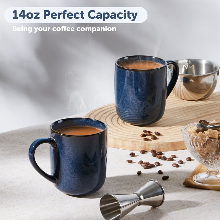 Vesteel Coffee Mug Set of 4, Ceramic Coffee Cups with Handles, 14oz Handmade Reactive Glaze Mugs Set for Coffee Tea Milk, Mug Gifts for Home Office
