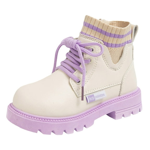 Splozh Girls Boots Winter Girls Boots Winter Girls Boots Thick Bottom Warm and Comfortable Boots Toddler Boots Back to School Shoes Beige,US 2.5