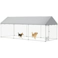 thumbnail image 3 of PawHut Outdoor Dog Kennel, Heavy Duty Dog Run with Adjustable & Rotatable Bowl Rack, Waterproof UV-Resistant Cover, Secure Lock, 19.7' x 7.5' x 7.5', 3 of 10