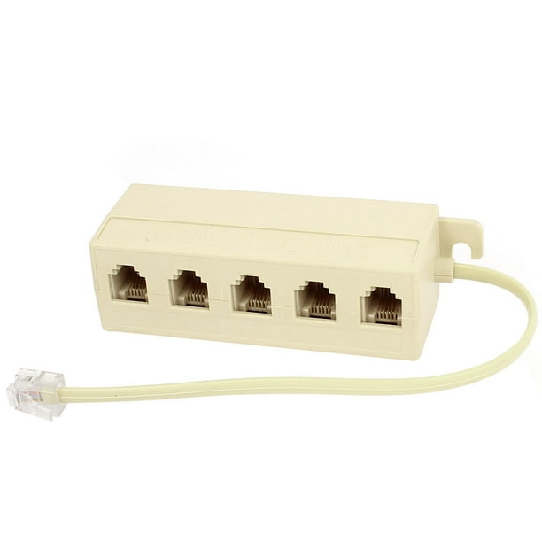 Conector divisor de línea telefónica Beige RJ11 6P4C de 1 macho a 5 hembras