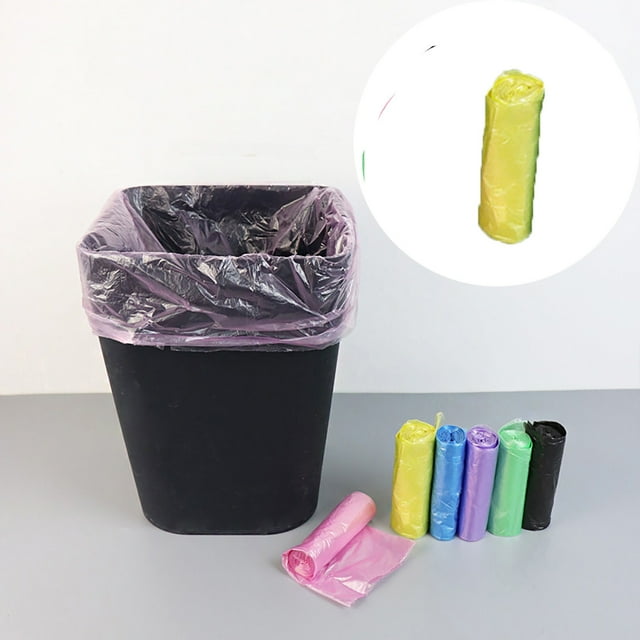 Shiogb Bags Colorful Garbage Bags, Bathroom Trash Can Liners, Small Plastic Bags for Home Kitchen, 4 Gallon Drawstring Trash Bags, Small Wastebasket Liners