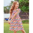 thumbnail image 5 of Arshiner Girls Dress Sweet Casual Flutter Sleeve A-Line Button Down Sundress Casual Midi Dresses, 5 of 6
