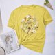 thumbnail image 2 of Blusas de Verano de las Mujeres Flor Impresa Cuello Redondo Manga Corta Superior, Verano Superior de las Mujeres, 2 of 4