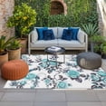 thumbnail image 2 of Aqua Rose Outdoor Rug for Patio/Deck/Porch, Non-Slip Large Area Rug 5 x 7 Ft, Rustic Romantic Botanical Floral Vines Art Indoor Outdoor Rugs Washable Area Rugs, Reversible Camping Rug Carpet Runner, 2 of 8