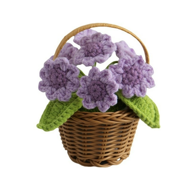 Huanglei Handmade Crochet Pot Desktop Ornament Decorative Knitted Potted Home Desk Accessory Unique Idea