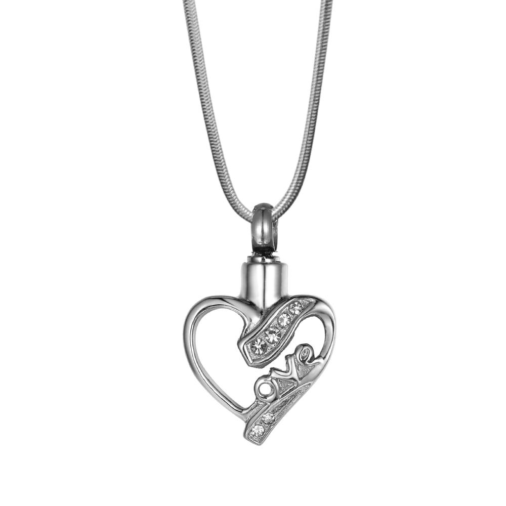 Click to enlarge Love Crystal Heart Cremation Jewelry Memorial Necklace Keepsake Urn Ash Holder Pendant Cremation Urn Necklace for Ashes
