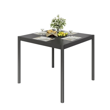 Riedhoff 34"x36" Aluminum Rectangle Outdoor Dining Table with Metal Frame,Seats 4,Black