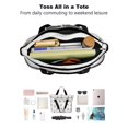 thumbnail image 4 of Tote Bag for Women - Pug and Footprints Shoulder Bag - Large Utility Work Duffle Bag with Zipper Handbag for Travel, Work, Sprots, 4 of 5