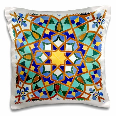 3dRose Morocco, Hassan II Mosque mosaic, Islamic tile detail-AF29 KWI0018 - Kymri Wilt, Pillow Case, 16 by 16-inch