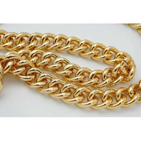 Men Gold Metal Chain Thick Link Hood Long Necklace Bulky Gangster Bold Hip Hop