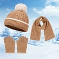 thumbnail image 2 of UngA Kids Winter Hat Scarf Gloves Set, Toddler Fleece Lined Gloves Warm Knitted Scarf Winter Beanie with Pom for Boys Girls (Coffee,2-8 Years), 2 of 7