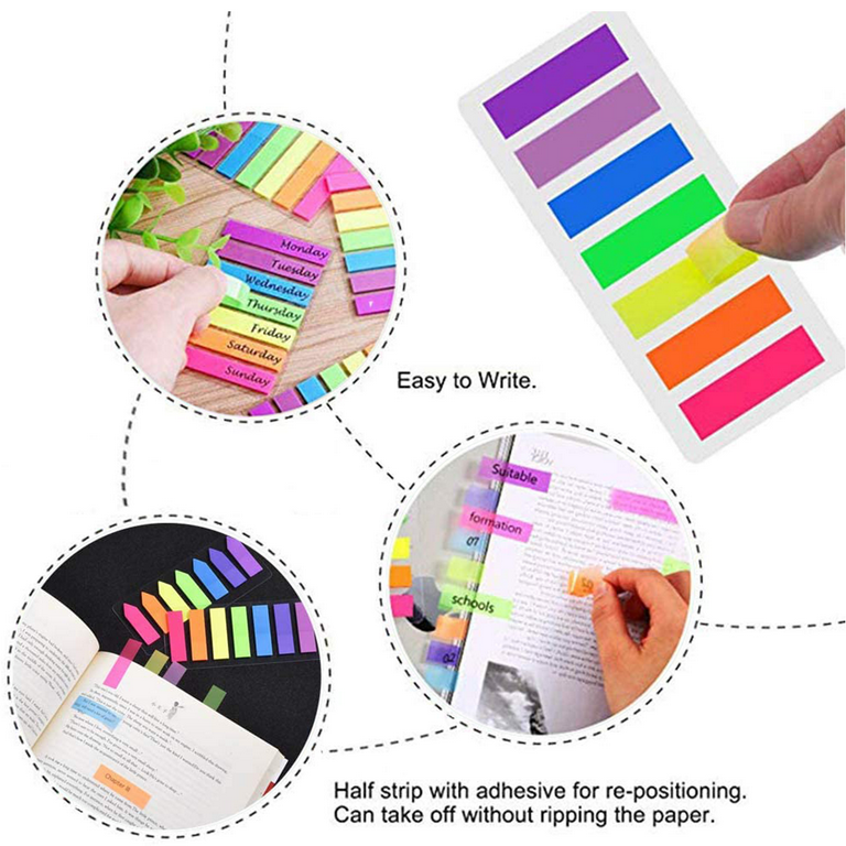 200 Sheets Posted It Transparent Sticky Notes Tab Self-Adhesive Kawaii  Clear Bookmarkers Annotation Books Page Marker