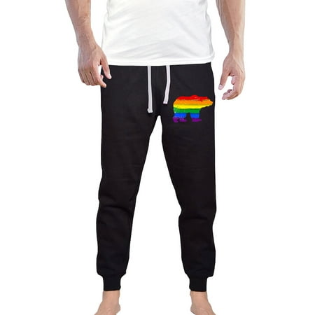 Men's Rainbow Bear KT B1221 Black Fleece Gym Jogger Sweatpants Small Black