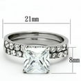 thumbnail image 2 of Luxe Jewelry Designs 2-Piece Women's Stainless Steel Wedding Ring Set with Square CZ, Size 7, 2 of 4