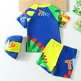 thumbnail image 4 of Curenmufel Baby Toddler Boys 3 Pieces Swimsuit Set Boys Swimwear Dinosaur Bathing Suit Rash Guards UPF 50+ 0-3 Years (Yellow,6-7 Years), 4 of 6