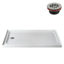 Streamline GB-538-156 60 in. x 32 in. Alcove Acrylic Shower Base in Glossy White With Left Drain, ABS Drain Included