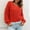 Orange, variant on AOOCHASLIY Sweaters Fall Clothes Women Three-dimensional Feather Sweater V-Neck Solid Knitted Casual Fashion Lantern Sleeve Tops Blouse