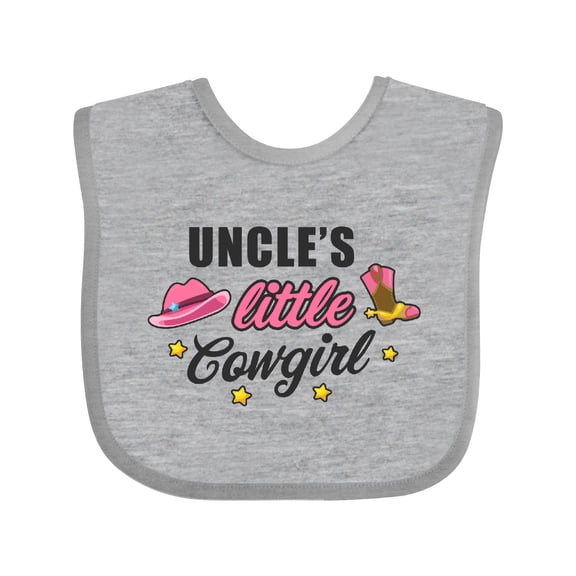 Inktastic Uncles Little Cowgirl with Cowgirl Hat and Boots Girls Baby Bib