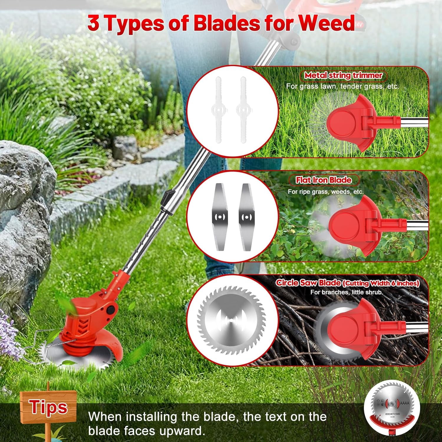 Weed Eaters Cordless, Tanbaby 3-in-1 Battery Powered, 6 inch Grass Trimmer & String Trimmer/Edger Kit for Lawn Garden Trimming