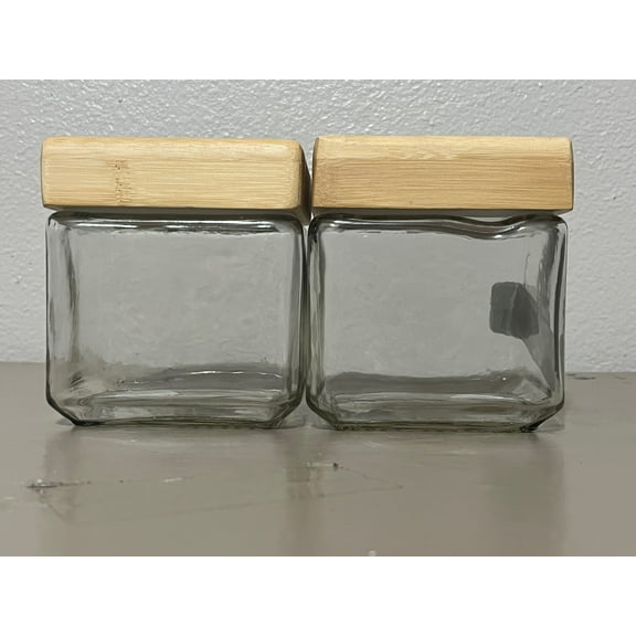 Anchor Hocking Stackable Jar Glass Bamboo Lid Jar 4 pc