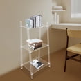 thumbnail image 3 of Transparent Acrylic 15.6×11.6-Inch 3-Layer Trapezoidal Bookshelf Display Stand, 3 of 10