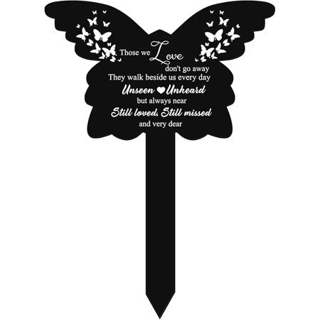 Roowest Butterfly Grave Decorations for Cemetery, Those We Love Don't Go Away Memorial Butterfly Garden Stake, Grave Markers for Humans Black Sympathy Garden Stake for Outdoors Yard Decor