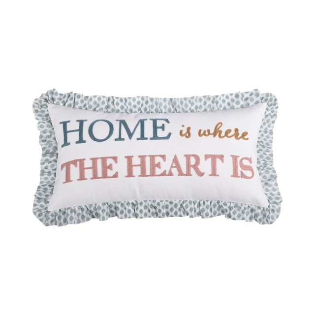 Levtex Home - Lottie - Almohada decorativa (30 x 61 cm) - Volante - Verde, verde azulado, blanco ocre y siena