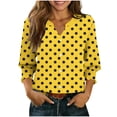 thumbnail image 2 of HOMBOM Shirts for Women Summer Blouse Henley V Neck Yellow Floral Asymmetrical Hem Young Womans Tops Lightweight, 2 of 5