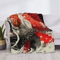 thumbnail image 3 of Qekee Abstract Red Koi Fish Art Print Throw Blanket, Flannel Home Decor, All Season Reversible Sherpa Bedding-60"x50", 3 of 6