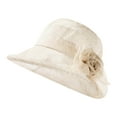 thumbnail image 4 of TYGHBN Women's Summer Sun Hat Temperament Versatile Lightweight Sun Basin Bride Wedding Tea Party Summer Sun Hat Ms. Outdoor Elegant Temperament Fabric Sun Hat 1960s Women Fuzzy Clueless Hat Barest, 4 of 5