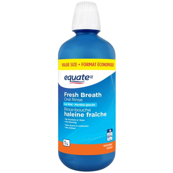 Equate Ice Mint Fresh Breath Oral Rinse, Alcohol-Free
