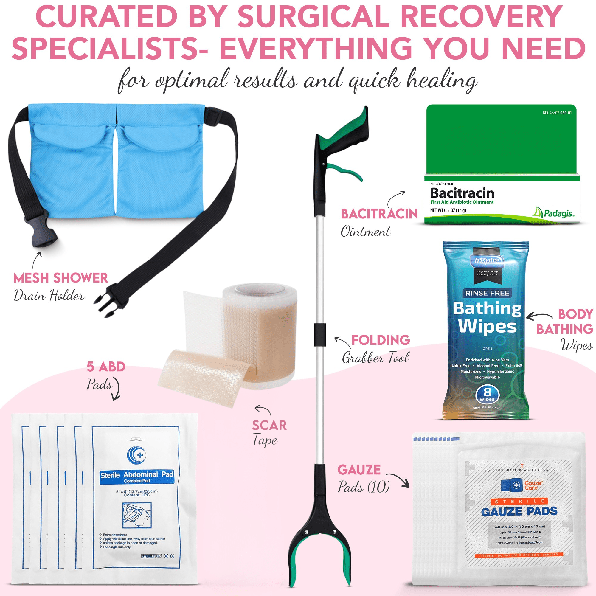 Ultimate Mastectomy, Top Surgery & Breast Augmentation Recovery Kit Deluxe Care Package Post Op Essentials (35pc Set)