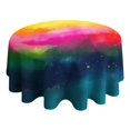 thumbnail image 4 of Colorful Tie Dye Wave Pattern Round Tablecloth 60"x60",Wrinkle Wipeable Table Cloth for Kitchen Dining Room Picnic Patio Party, 4 of 6