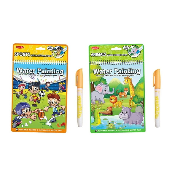 2Pcs Water Painting Books Educational with Pen Colouring Book Zulema libro de pintura