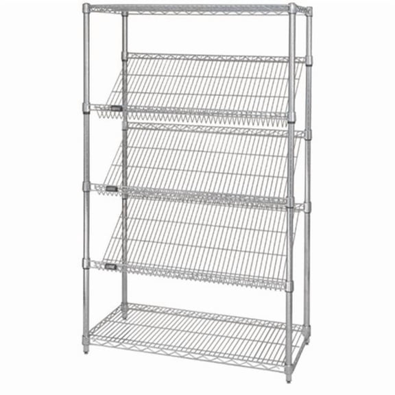 Quantum Storage 2448SL6C Stationary Chrome Wire Shelving Slanted Shelf Unit, 24 x 48 in.