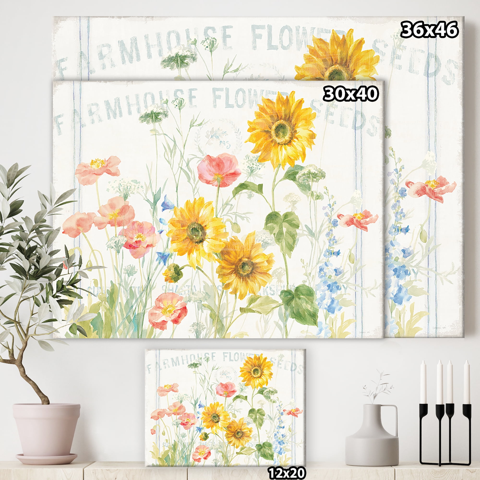 Designart 'Floursack Florals I' Floral & Botanical gallery-wrapped Canvas