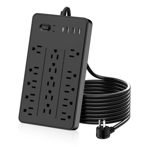 Surge Protector Power Strip with 5FT Extension Cord, 15 Outlets and 4 USB Ports, Muti-Outlets Ports Desktop Charging Station for Home, Office, 2100 Joules