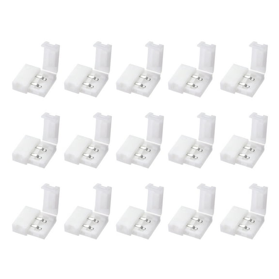 10mm 2P LED Strip Connector Solderless for Single Color 5050 2 Conductor Strip Light 15Pcs