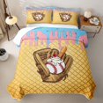 thumbnail image 2 of Erosebridal Light Blue & Pink Dripping Waffle Baseball Sundae & Glove Graphic Quilt King,Sweet Graphic King Coverlet Set for Boys Girls, 2 of 7
