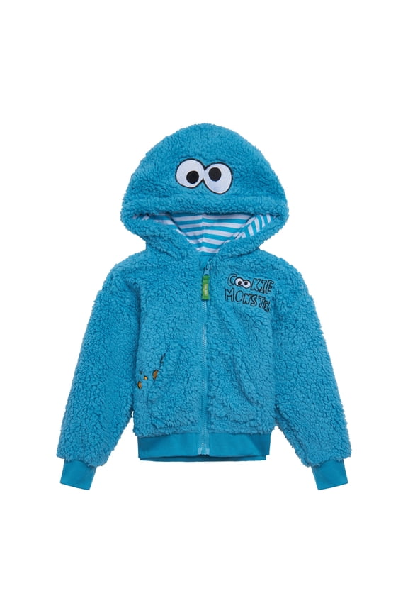 Cookie Monster Cozy Sherpa Zip Up Cosplay Hoodie Infant to Little Kid
