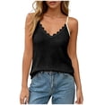thumbnail image 5 of ctdiral Crochet Tank Top for Women Lace V Neck Sleeveless Crop Tank Tops Solid Color Loose Fit Cami Tops Summer Lightweight Breathable Tops Black S, 5 of 9
