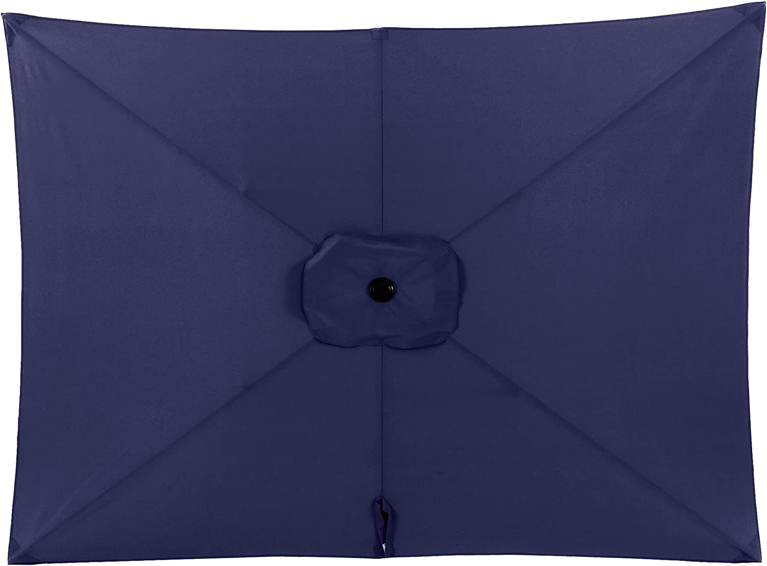RoyalCraft 6.5 x 10 Ft Rectangular Patio Umbrella Aluminum Pole, Outdoor Table Market Umbrella with Crank, 6 Steel Ribs, Polyester Canopy, Navy Blue
