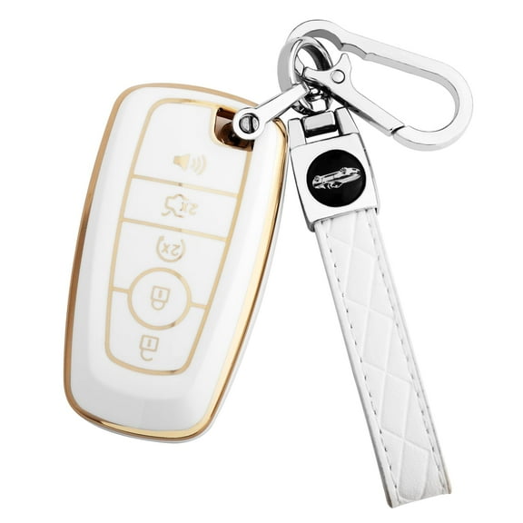 for Cadillac Key Fob Cover Leather Car Key Case Keychain Smart Key Fob Holder Compatible for 2020-2024 Cadillac Escalade CT5 CT6 XT4 XT5 C8 Corvette