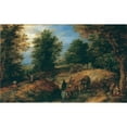 thumbnail image 2 of Jan Brueghel The Elder 18x13 Black Ornate Wood Framed Double Matted Museum Art Print Titled - Landscape with Travelers on a Woodland Path (ca. 1607), 2 of 5