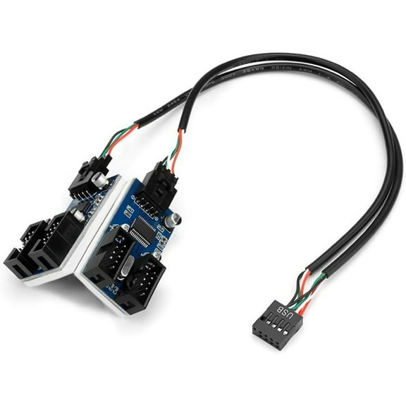 1 X Expansion Line, 1 to 4 Motherboard USB 9 Pin Header Splitter Cable USB2.0 HUB Connector Adapter