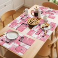 thumbnail image 5 of Pink White Placemats Set of 12 Modern Abstract Art Botanical Place Mats Indoor Wipeable Table Mats Washable Cloth Dining Table Placemats for Kitchen Holiday Party Home Decor 13x19 Inch, 5 of 9