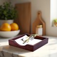thumbnail image 3 of Decozen Napkin Holder in Solid Wood Brown Finish with Metal ornament in Gold finish, 3 of 10