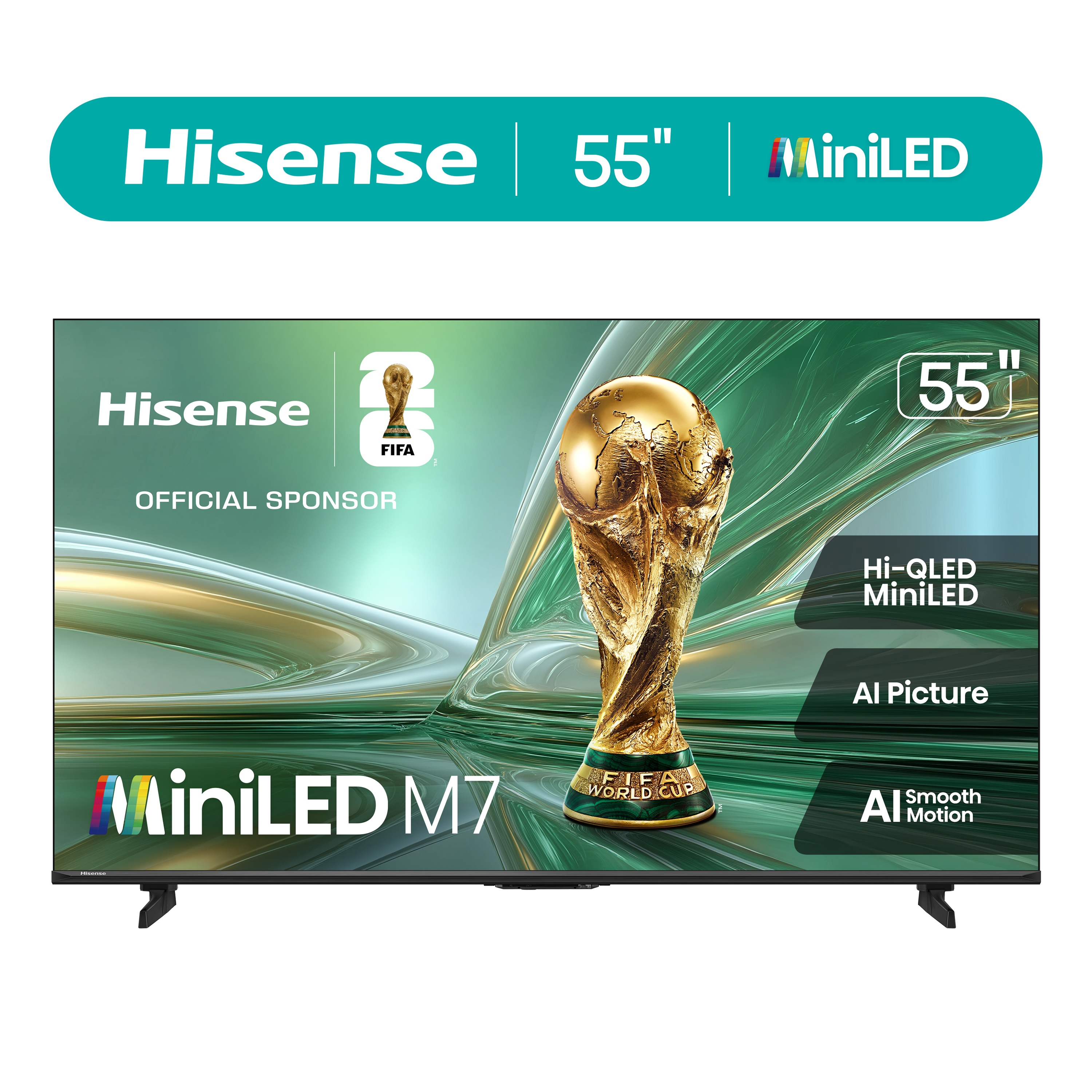 Hisense 55" M7 Series Mini-LED QLED 4K UHD Google Smart TV (55M7SG, 2026 Model) - Hi - QLED, MiniLED, Motion Rate 240, Dolby Vision, HDR10+, Built-in Subwoofer, Game Mode Pro, Google Assistant